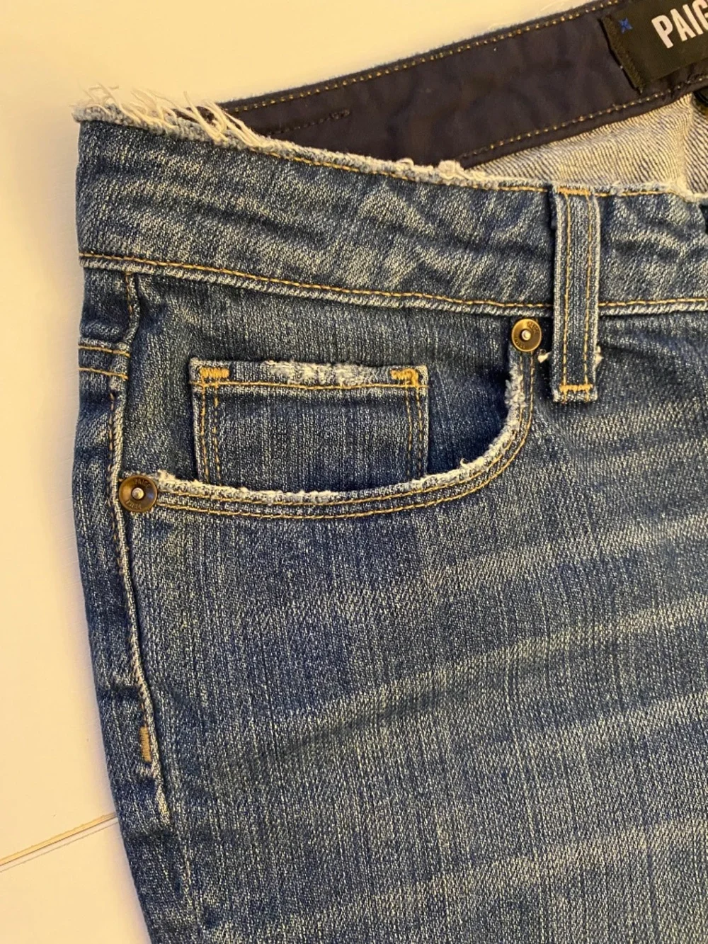 PAIGE Julia Straight Leg Jeans Sz 28 James Wash - Distressed Waist & Raw Hem